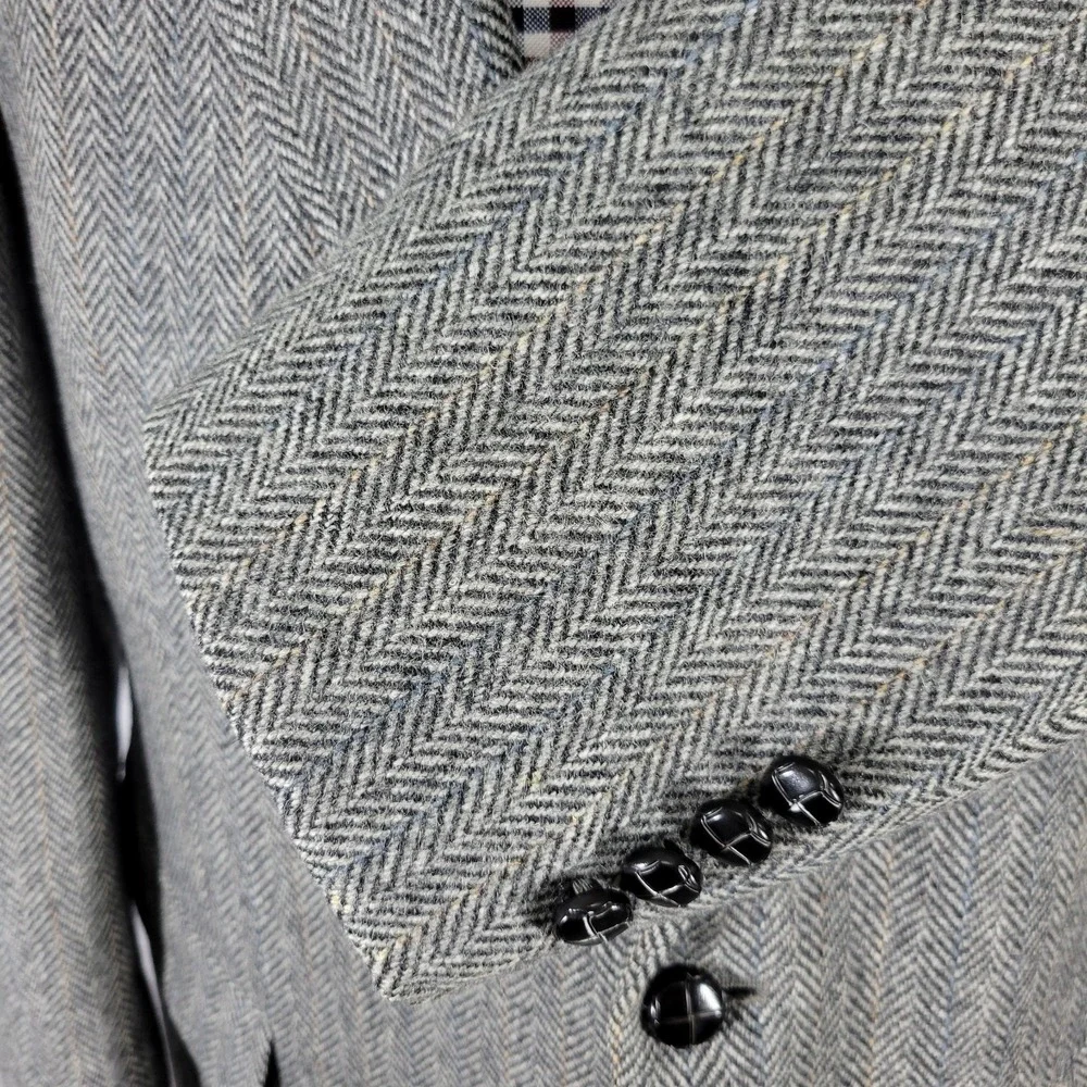 Joe Namath Men's‎ Tweed Sport Coat Blazer Two Button Gray Herringbone Wool 46L